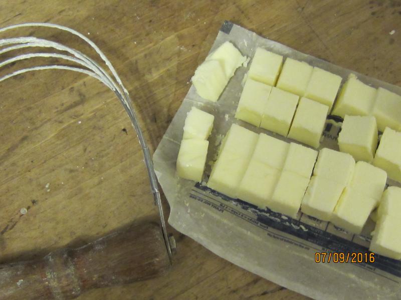 Cut the stick of butter into half inch cubes butter