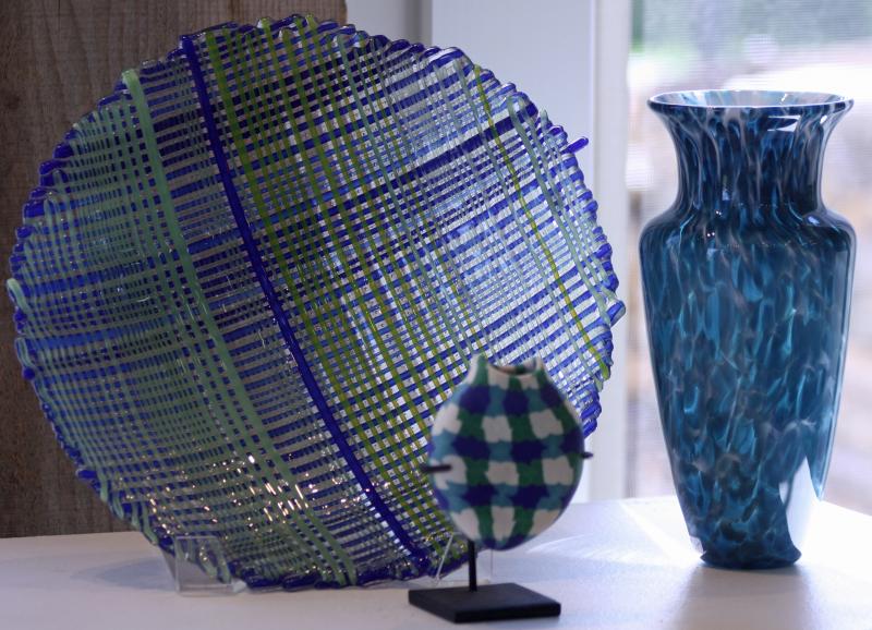 David Jacobson makes both blown and kiln-formed glass items in his Montville studio. (Photo by Holly S. Edwards)