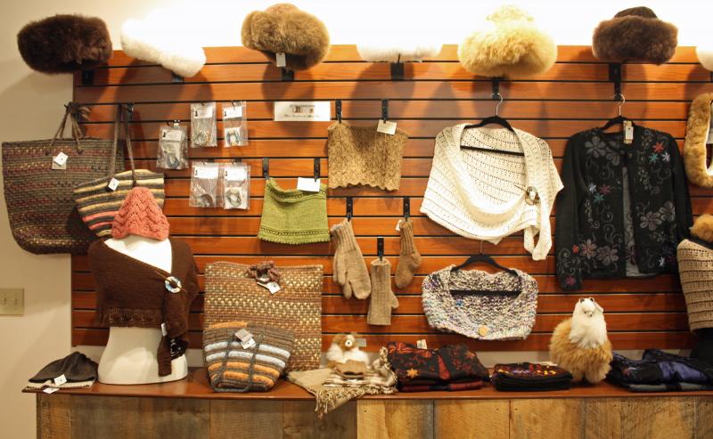 Alpaca wear at the store in Northport. (Photo by Holly S. Edwards)