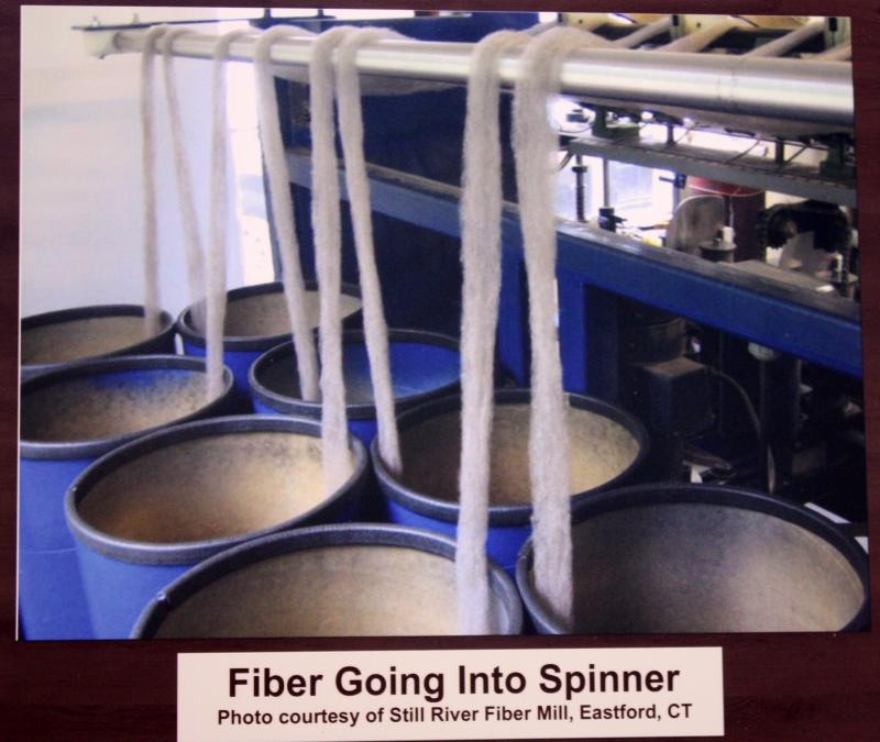 Another photo shows alpaca fiber going into a spinner at Still River Fiber Mlll in Eastford, Conn., a mill that works with small farms and in small batches. (Photo by Holly S. Edwards)