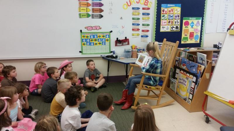 Reading to other kids is one of her favorite things about being an author. (Photo courtesy Jo Jo Thoreau)