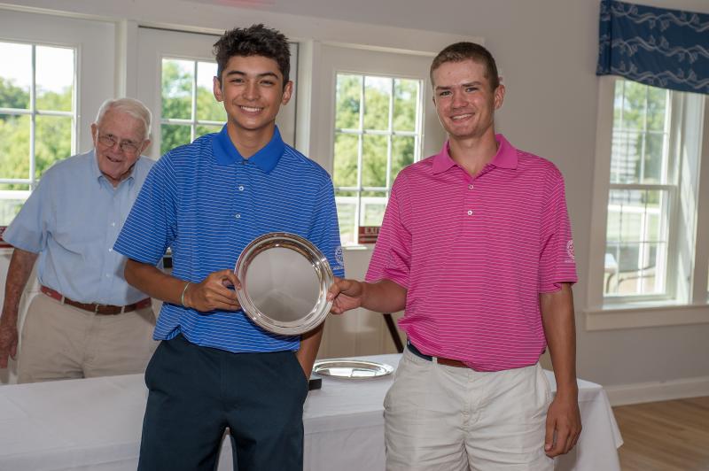 2016 New England Junior Individual runners-up Patrick Welch (Rhode Island) and Jack Boulger (Massachusetts). (Photo by Dave Colt/courtesy New England Golf Association)