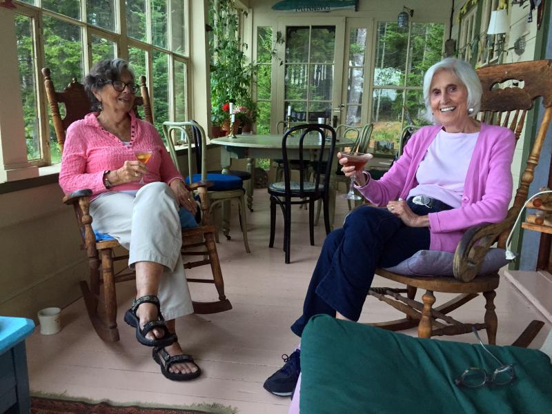 Nancy Wissemann Widrig, left, and Jean Thayer enjoyed a manhattan at Bird Point in Cushing last week. SUZI THAYER/Boothbay Register