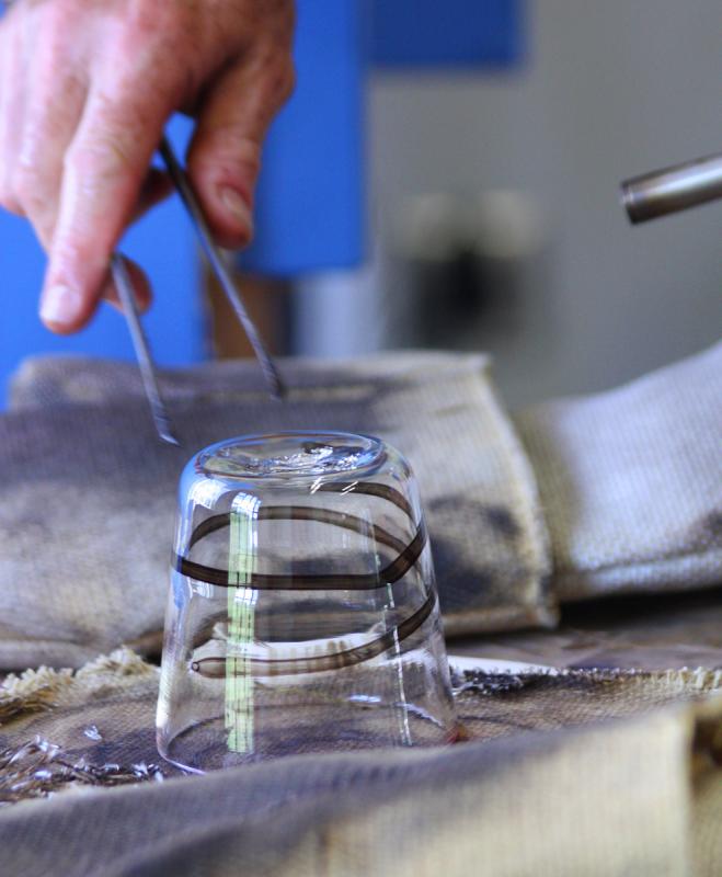 Another glass done and ready to be polished on the bottom. (Photo by Holly S. Edwards)