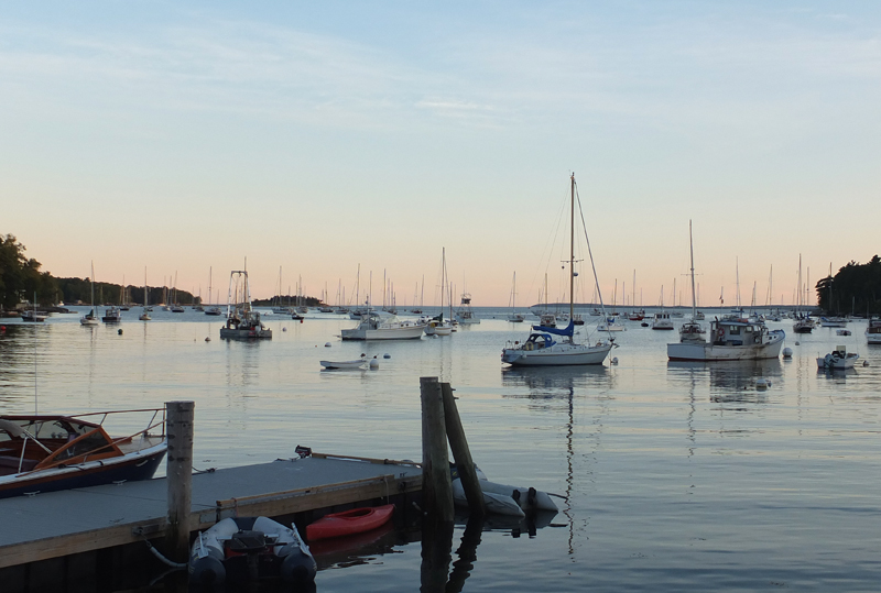 The first sunset of fall over Rockport Harbor