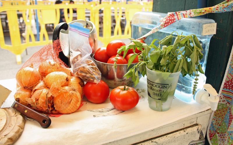Still life under Bridget Qualey’s tent on the publc landing. (Photo by Holly S. Edwards)