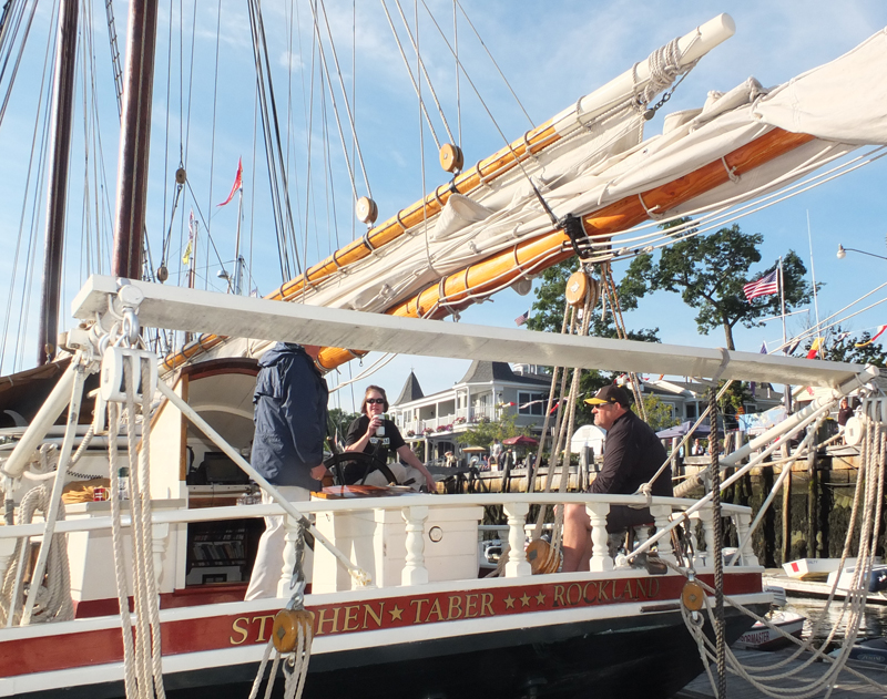Early morning on the schooner Stephen Taber in Camden Harbor.