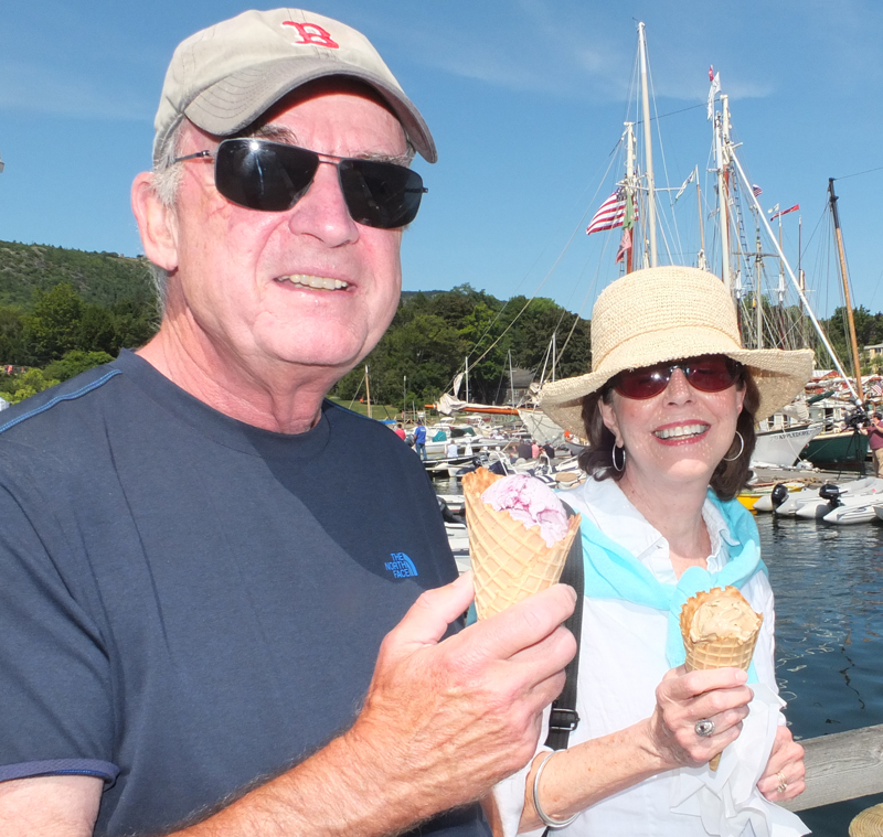 Ted and Kathy Henneberry from Washington, D.C., said they are celebrating 49 years of marriage this year with an ice cream cone at the Camden Windjammer Festival.