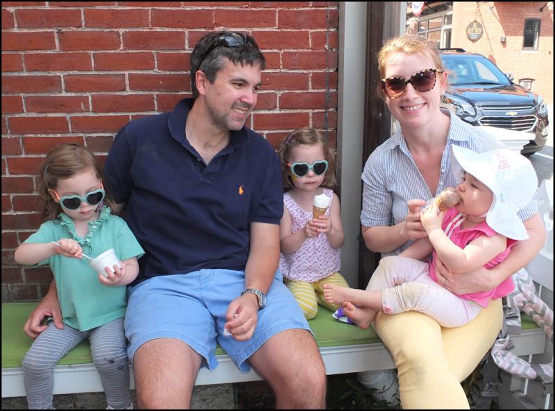 Ted and Kelly Taylor with their children, Colleen, Bridgette and Betsy, take an ice cream time-out at Camden Cone.
