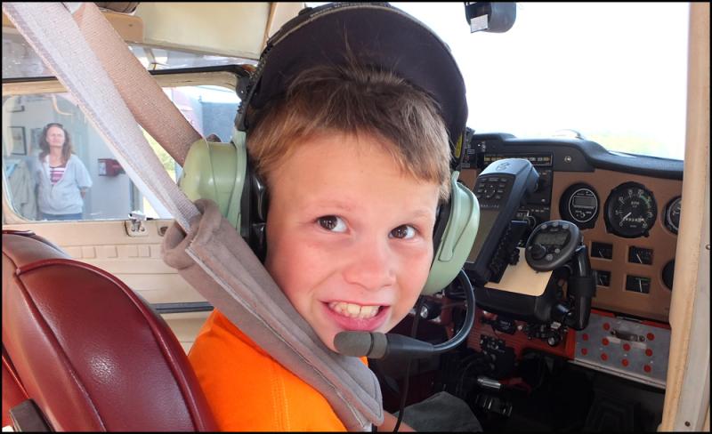 JJ prepares for a flying lesson at the Belfast Airport on Saturday, September 17.