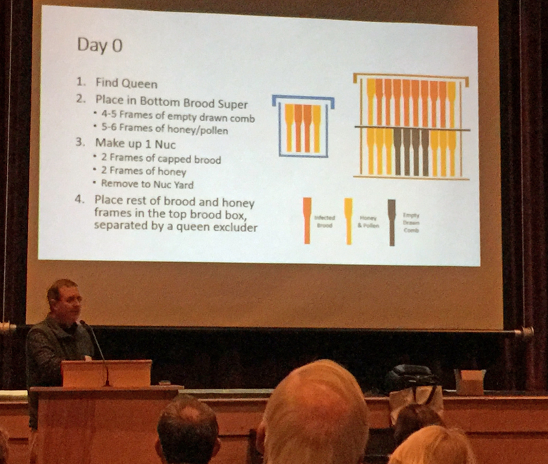 Lincoln Sennett talks about his work trying to manage varroa mites in his honeybee hives. (Photo by Holly S. Edwards)