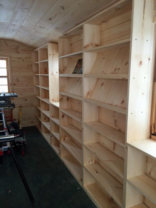 Clean, new, empty library shelves sit ready for books at the new Matinicus Island Community Library.