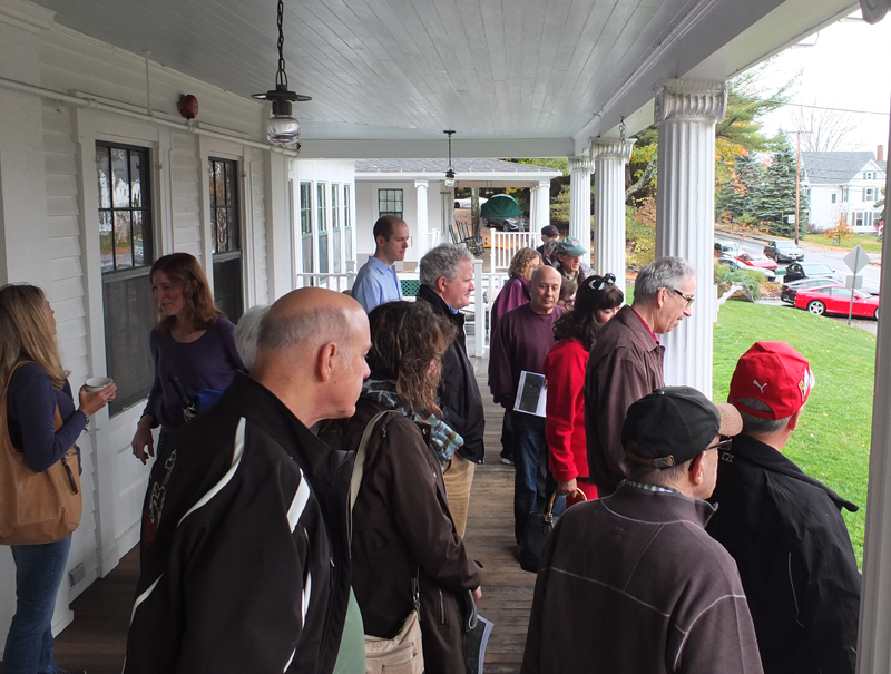 Members gather for a drivers talk Saturday morning