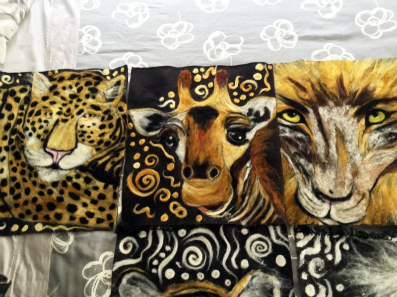 Three panels of the African Series. SUZI THAYER/Boothbay Register
