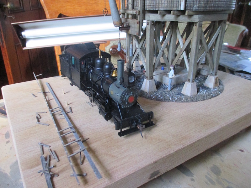 Tower and gondola car just a few days before the contest. Note coin for size.