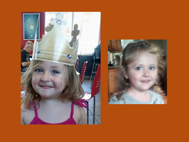 Two photos of 3-year-old Lenore Wilson of Augusta, which were circulated during Tuesday’s Amber Alert. (Photos courtesy Maine Department of Public Safety)