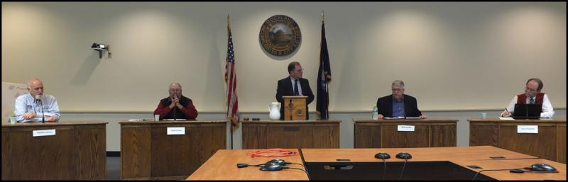 Rockland City Council candidates Steve Carroll, Ed Glaser, Moderator Stephen Betts, candidate Brian Harden and incumbent Larry Pritchett. (Photos by Chris Wolf)