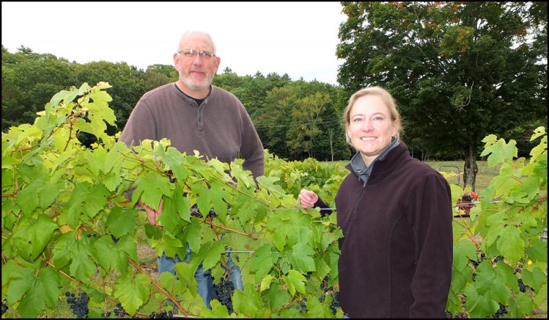 Elmer and Holly Savage of Savage Oaks Winery in their vineyard. (Photos by Chris Wolf)