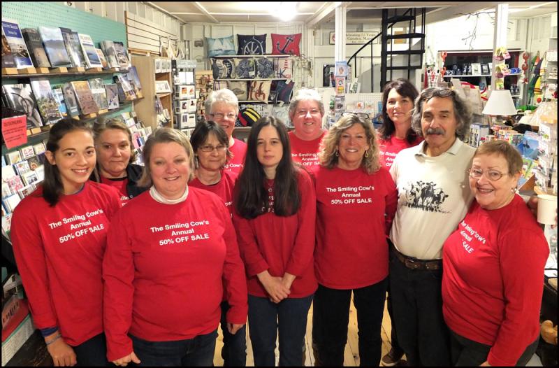 Store employees ready for the onslaught. Left to Right: Ariel Power, Susan Corcoran, Andrea Hamalainen, Lorrie Deering , Pam Brown, Kristi McKenney, Ellen Curtis, Owner Meg Quijano, Kristin Resek, Paul Quijano, and Claire Frye (Photos by Chris Wolf)