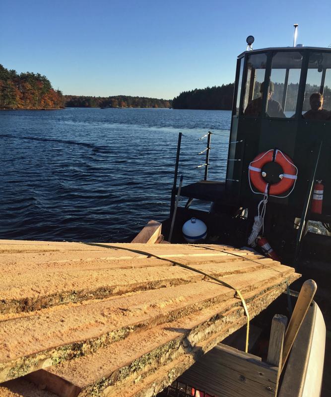 The M/V ‘Lady Crane’ at work on Megunticook Lake. (Courtesy Casey Leonard)