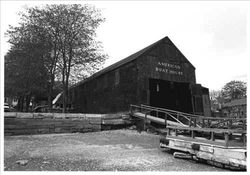 The American Boathouse, in 1981, and as pictured in documents on the National Register of Historic Places.