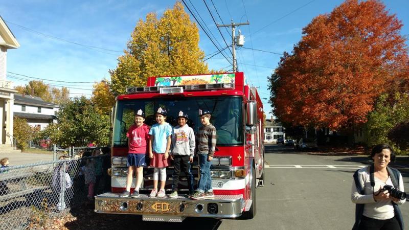 The Camden Fire Department visiting the Montessori School. (Photo by Chris Farley)