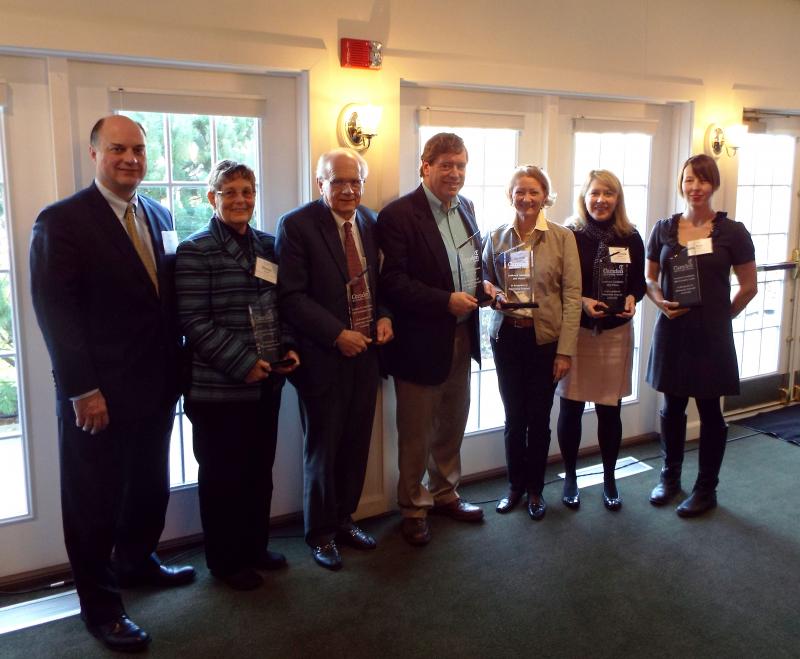 Greg Dufour, Camden National Bank; Sharon Goguen, Broadreach Family & Community Services; Dr. Richard Corbin, Oasis Free Clinics; Dr. Allan S. Teel, ElderCare Network of Lincoln County; Elizabeth A. McLellan, Partners for World Health; Annemarie Albiston, Aphasia Center of Maine; and Katie Wallace, The Locker Project.
