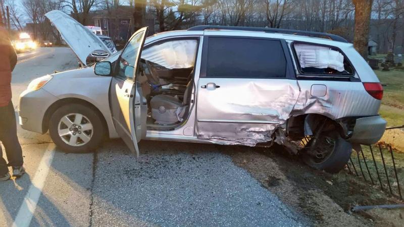 Stephanie Thostenson-Hammond’s 2004 Toyota passenger van was totaled in the crash. (Courtesy Camden Police Department)