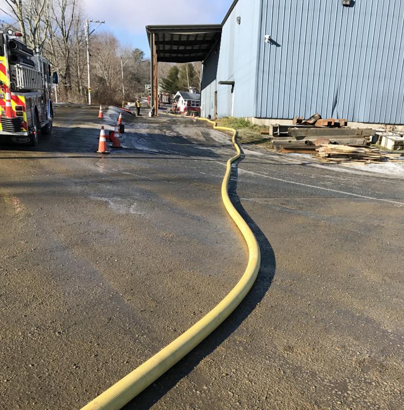 The transfer station in Rockport remains closed Tuesday, due to the water lines that extend across the facility and out to Union Street to the hydrant. (Photo by Holly S. Edwards)