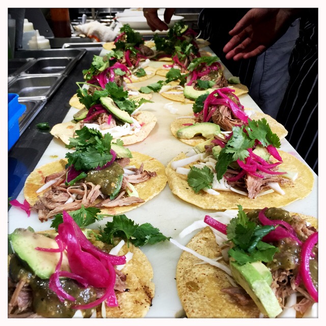 Filling tacos on the run. (Photo courtesy Brian Beggarly)