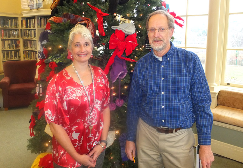 Library employees Amy Hand and Ken Gross