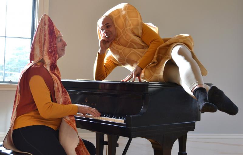 David Troup as Peanut and Paul Hodgson as bacon hamming it up. (Photo courtesy John Burstein)