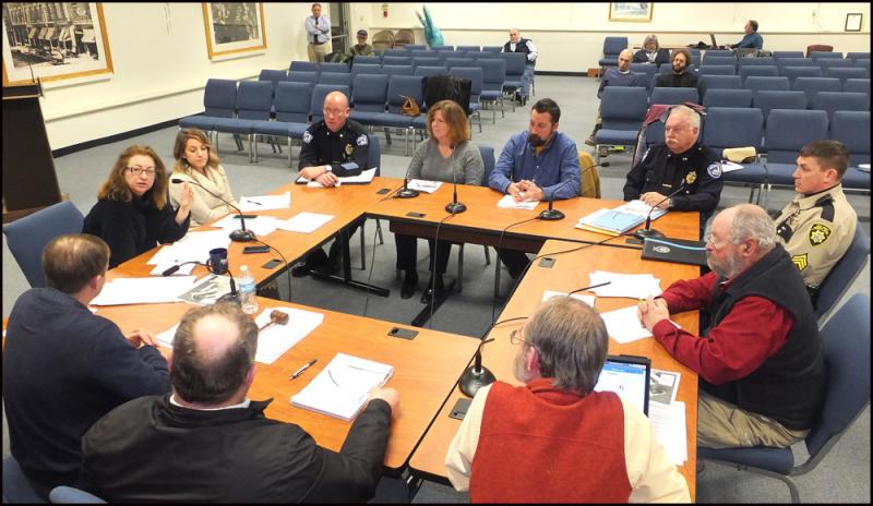 Members of the law enforcement community and Rockland City Council members meet to discuss the marijuana referendum that will eventually affect the city. (Photos by Chris Wolf)