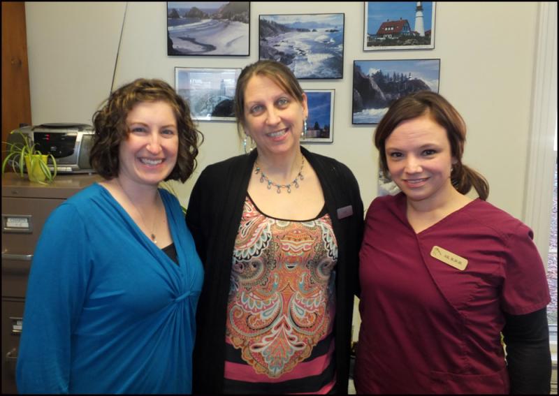 Knox County Dental Clinic Executive Director Meredith Batley, receptionist Kim Foster and dental hygienist Alison Gaeth.
