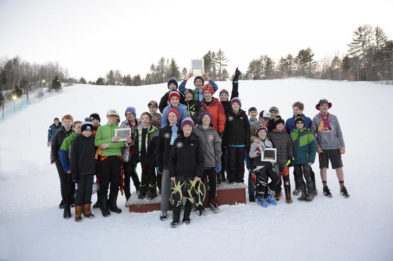 Boys First Place: CSB in Middle: Front: Noah Lachance; second Row: Rhys White, Tanner Robinson, third Row: Emerson Brott, Jaxon Lowe, Lake Lindelof, Devon Smith, Ryan Southworth, Back: Britt Lafuria, Oscar Horovitz. (Courtesy Becky Lowe Photography)