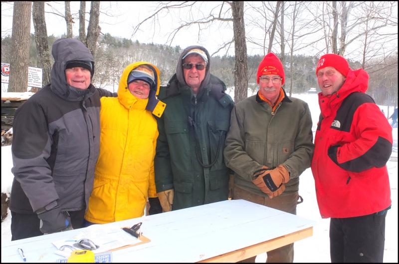 Toboggan Inspectors check in toboggans to make sure they meet National’s specs. Don Abbott, Bob Annis, Tom Cox, Andy Hazen and Buck Gagnon (Photos by Chris Wolf)