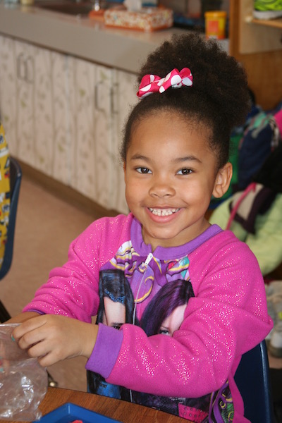 Babi Dotson wears her pajamas on Topsy Turvy Tuesday.