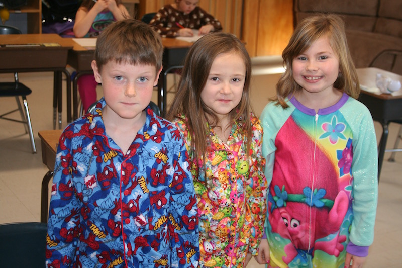 Tyler Downer, Bailee Dare, and Aleah Shay looks spiffy in their pj’s.
