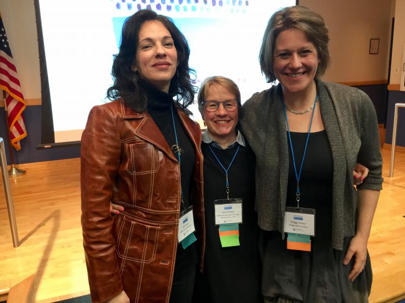 Julie Horn, Maine Arts Commission; Anne Emlein, fiber artist and 2016 Craft Apprentice Program Master; and Maggie Bokor, jeweler and coach (“Sharing Stories, Stretching Ourselves”)