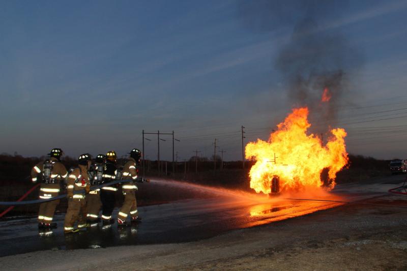 Monday night’s training was to assist South Thomaston firefighters working toward Firefighter 1 and 2 certification. (Courtesy of Rockland Fire and EMS/by Alan Athearn)