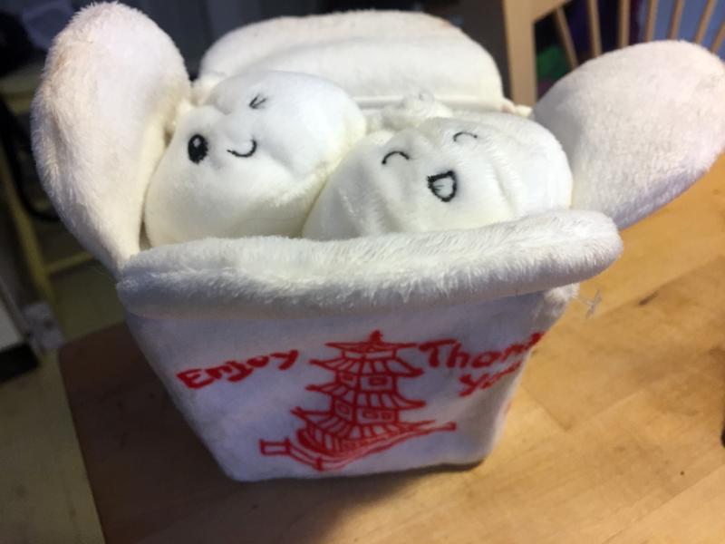 Chinese dumplings are always good for brunch. But these are my dog, Elliot’s, plush toy Chinese dumplings. They squeak. SUZI THAYER/Boothbay Register