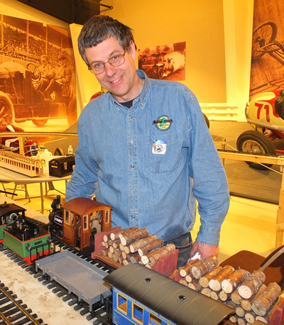Eric Schade with his live steam trains.