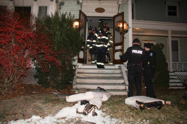 December 20, 2014. Rockland firefighters responded to a Broadway Street home where chair cushions had caught fire. (Photo courtesy Alan Athearn/Rockland Fire and EMS)