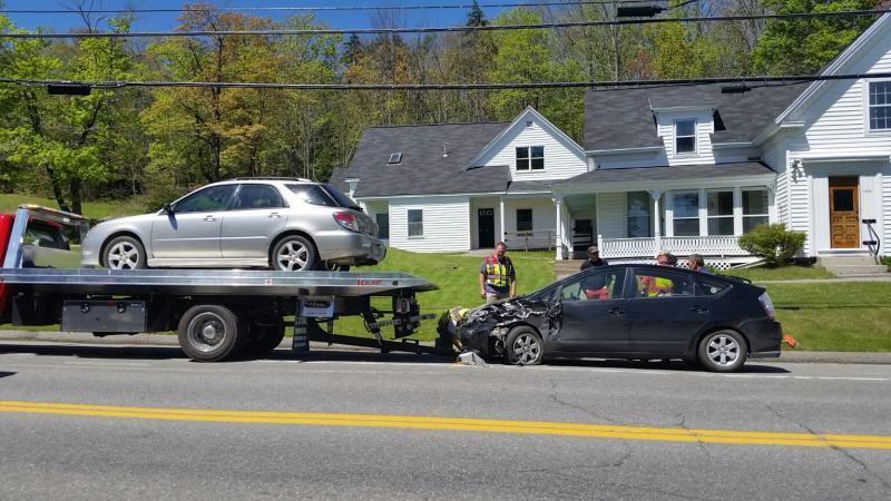 Two vehicles collided at the intersection of Commercial and Warrenton streets on Route 1 in Rockport Saturday, May 20, around 11 a.m. Both vehicles were disabled, but the drivers were not injured. (Photo by Sarah Shepherd)