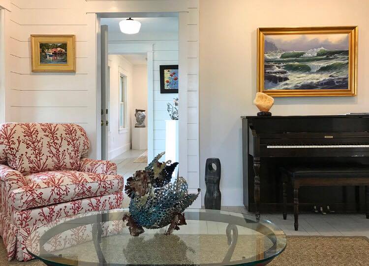 The renovated interior of the gallery, with one of Brad Betts’ oil paintings. Courtesy of Brad Betts