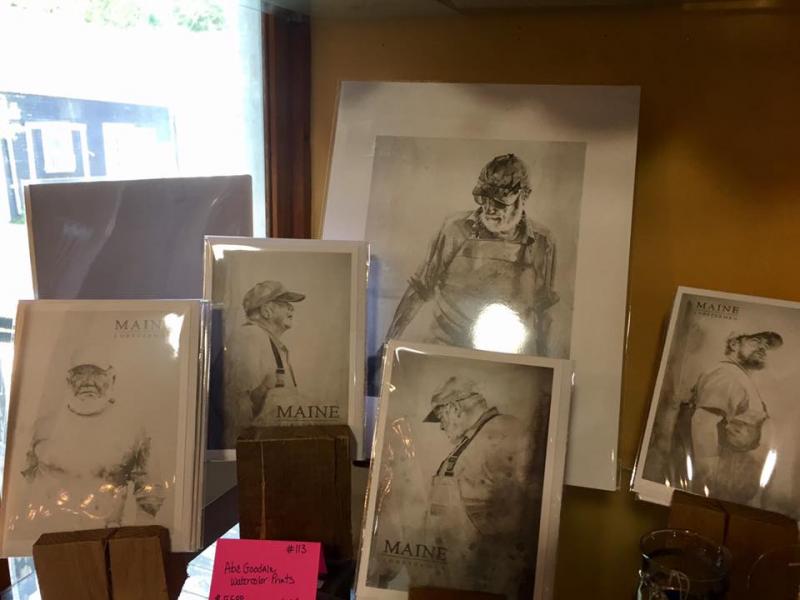 His watercolors portraits and postcards at Red Barn Marketplace. (Photo courtesy Red Barn Marketplace)