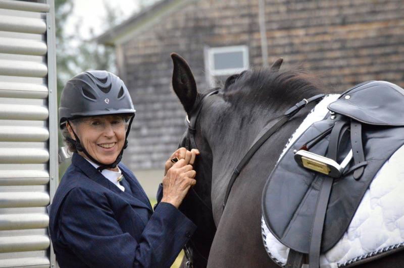Debbie Faulkner getting Mocha Joe ready for her class. (Courtesy Chelsea Lord)