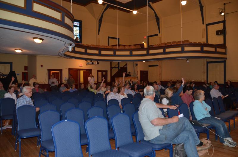 The town raises its hands voting against the arts and culture budget....(Photo by Lynda Clancy)