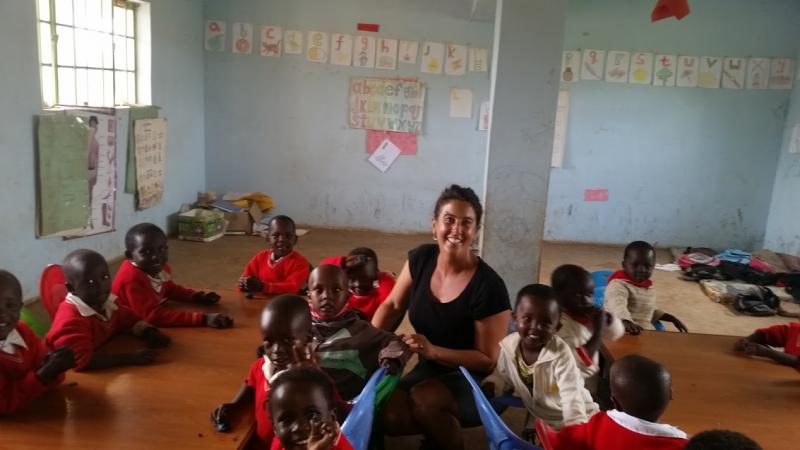 Michelle Bianchi at a school in the Kenya region of Africa. (Photo courtesy of Michelle Bianchi)