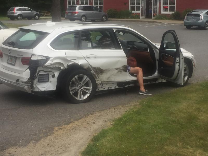 On July 12, two cars collided on Commercial Street in Rockport. (Photo courtesy of Rockport Fire Department)